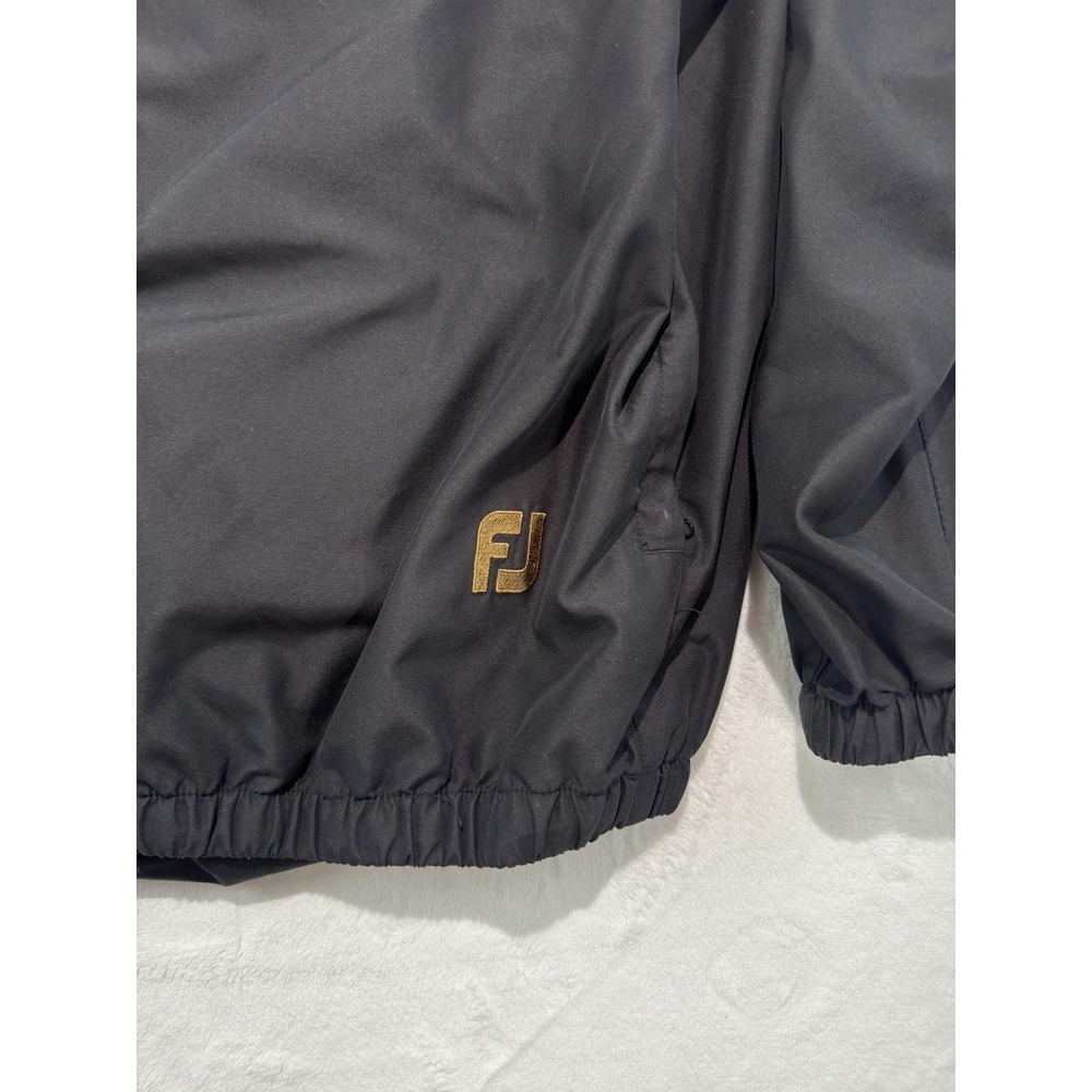 FootJoy Jacket Mens Large Black V Neck Windbreaker Pullover Golf Logo Shell - Picture 2 of 8